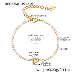 Cubic Zirconia Initial Chain Bracelet