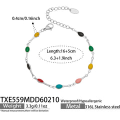 Color Enamel Station Necklace and Bracelet
