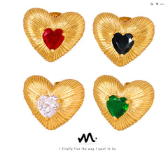 Faceted Heart Cubic Zirconia Stud Earrings