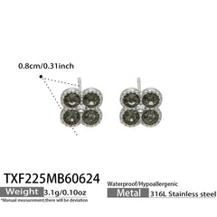 Color Four-Petal Cubic Zirconia Necklace and Earrings