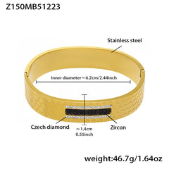 18K Gold-Plated Geometric Stone Bangle Bracelet