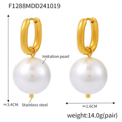 Faux Pearl U-Hoop Drop Earrings