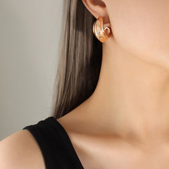 18K Gold-Plated Polished Crescent Hoop Earrings