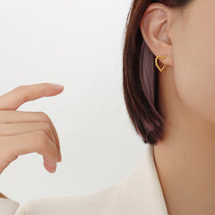 Heart-Motif Stainless Steel Earrings