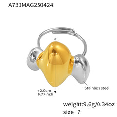 18K Gold-Plated Three Dome Open Ring