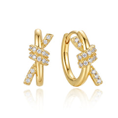 Nadine Vintage-Inspired Pavé Knot Hoop Earrings