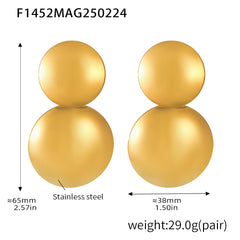 Polished Double-Disc Stainless Steel Earrings
