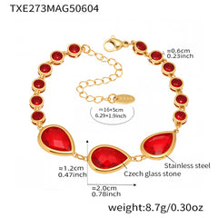 Gold-Tone Teardrop Glass Link Bracelet