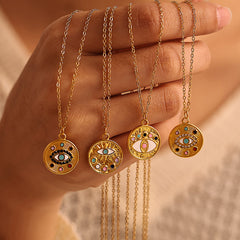 Enamel Eye Charm Pendant Necklace Designs