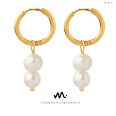 Freshwater Pearl Double-Drop Hoop Earrings
