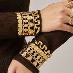 Openwork Heart & Scroll Bangle Bracelets