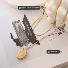18K Gold-Plated Starburst Coin Layered Necklace