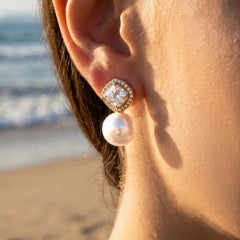 18K Gold-Plated Cubic Zirconia Pearl-Look Drops
