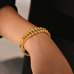 18K Gold-Plated Sculptural Fish-Shape Cuff Bracelet