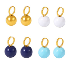 Polished or Enamel Ball Drop Earrings