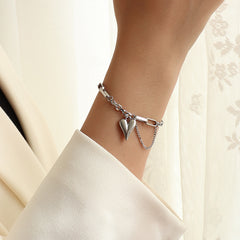 Heart Charm Layered Necklace and Bracelet
