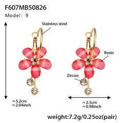 Color Resin Flower Drop Earrings
