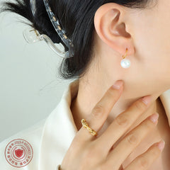 Pearl-Look Curved Hook Earrings