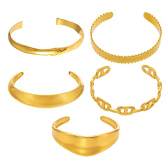 18K Gold-Plated Polished Cuff Bracelets