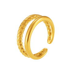 Gold-Tone Braided Double-Line Open Ring