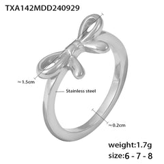 Bow Open Ring & Minimal Bangle Bracelet