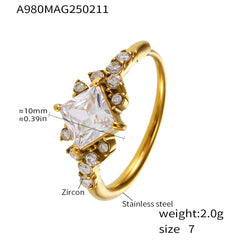 Square Cubic Zirconia Accent Ring