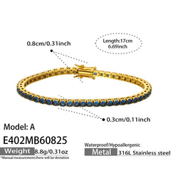 Cubic Zirconia Stainless Steel Tennis Bracelets