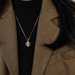 Daphne Vintage-Inspired Tiger-Eye Pearl Necklace