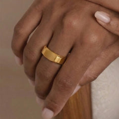 18K Gold-Plated & Silver-Tone Hexagonal Band Ring