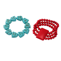 Carved Natural Stone Beaded Bracelet