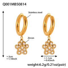 Cubic Zirconia Paw Charm Hoop Earrings