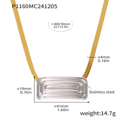 18K Gold-Plated Sculptural Round or Rectangular Pendant Necklace