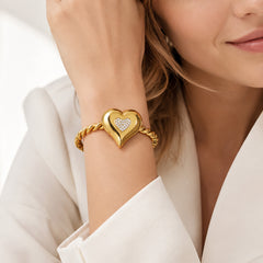 Cubic Zirconia Heart Open Cuff