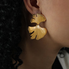 Sculptural Ginkgo Leaf Earrings
