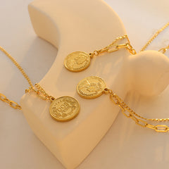 Portrait Coin Pendant Necklace