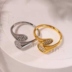 Oval Cubic Zirconia Accent Open Ring