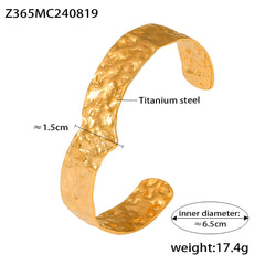 18K Gold-Plated Hammered Open Cuff Bracelet