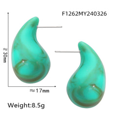 Colorful Resin Teardrop Stud Earrings
