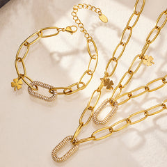 Cubic Zirconia Paperclip Link Necklace or Bracelet