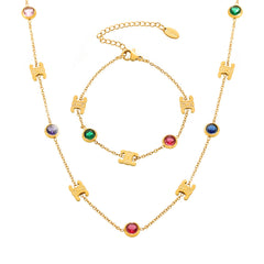 Multicolor Cubic Zirconia Necklace or Bracelet