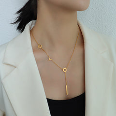 18K Gold-Plated Lettering Y-Necklace