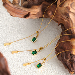 Emerald-Green Cubic Zirconia Lariat Necklace