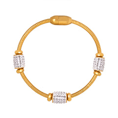 18K Gold-Plated Cubic Zirconia Station Bangle