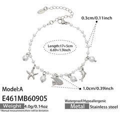 Ocean Charm Shell Pearl-Look Bracelet