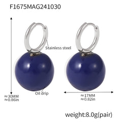 Polished or Enamel Ball Drop Earrings