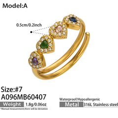 Colored Glass and Cubic Zirconia Ring Collection
