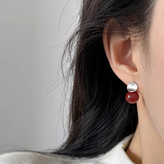 Nadine Vintage-Inspired Red Agate Stud Earrings