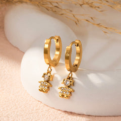 18K Gold-Plated Cubic Zirconia Doll Charm Earrings
