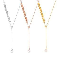 18K Gold-Plated Pearl-Look Tassel Y Necklace