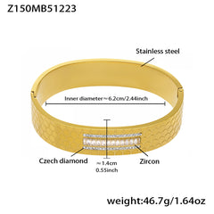 18K Gold-Plated Geometric Stone Bangle Bracelet
